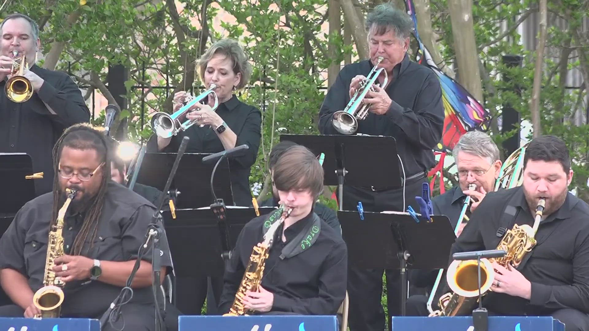 The Night and Day Orchestra entertained the crowd outside the historic home as part of the "Music at the McFaddin's" series.