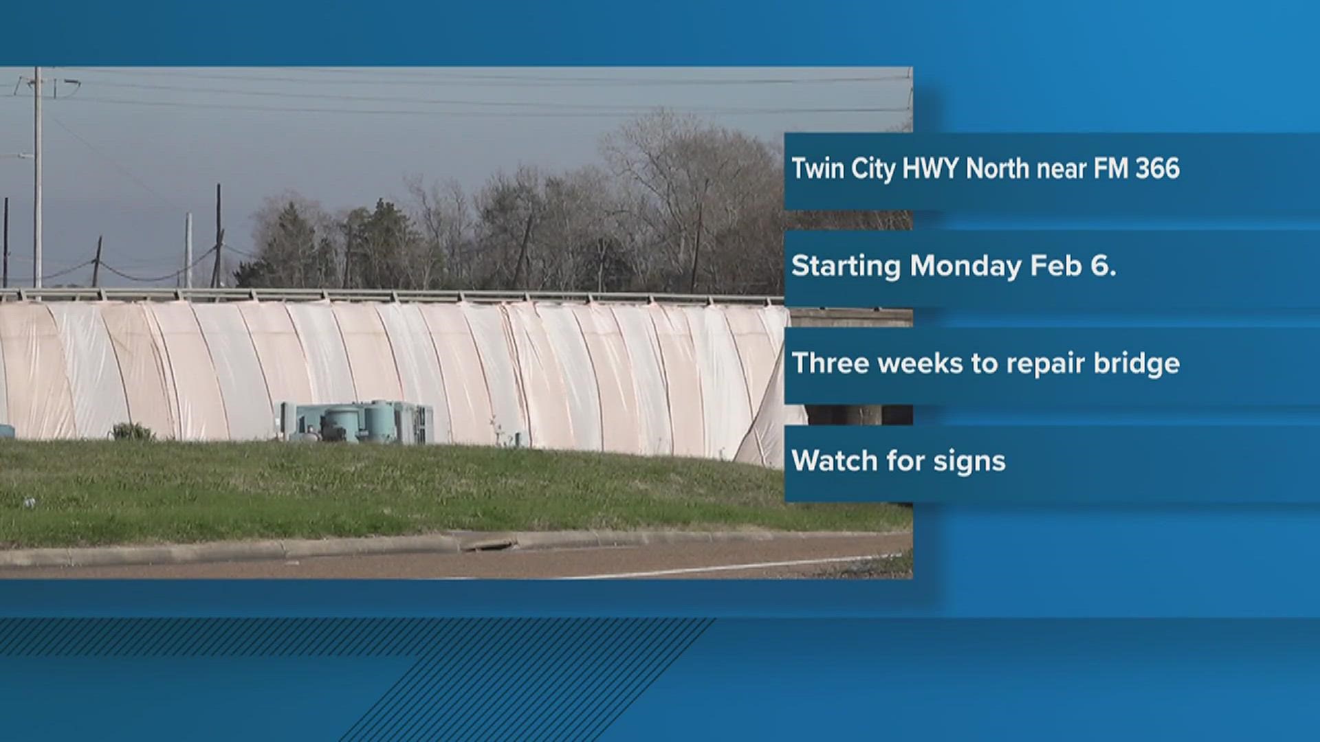 The Texas Department of Transportation will close Twin City Highway northbound near FM 366 starting Monday, February 6, 2023.