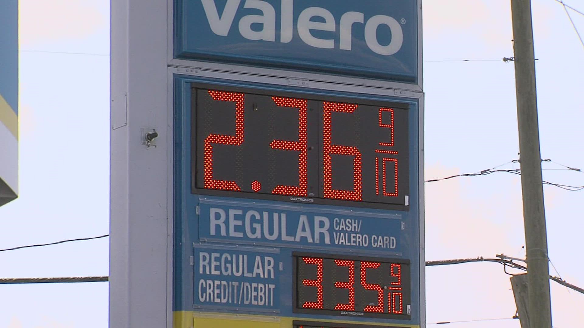 The prices were lowered at the gas station at the Food Mart on Round Bunch Road.