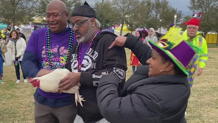 Mardi Gras always gets a fowl start with the 'chicken toss' in Southeast Texas