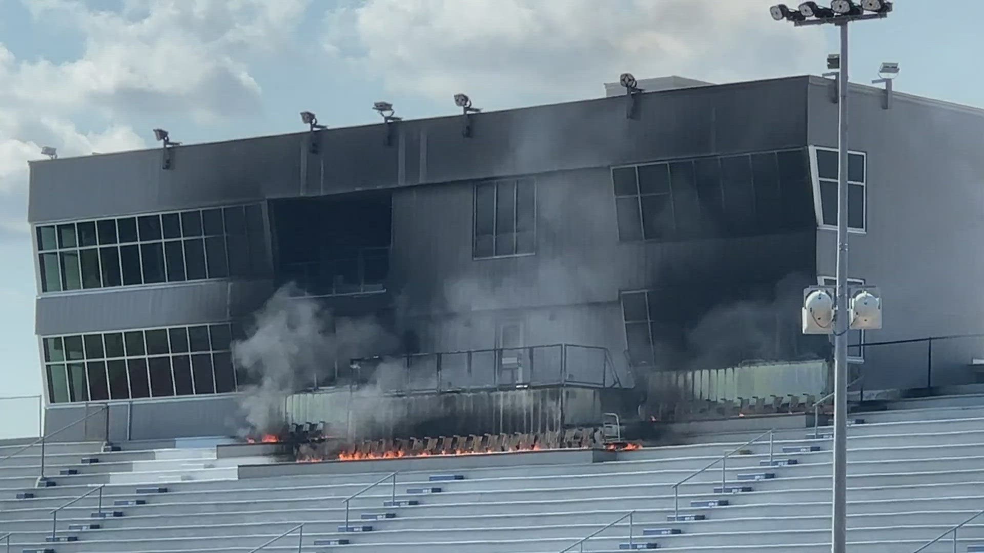 District officials say the origin of the fire is still unknown and no injuries were reported. The track will be closed until further notice due to the damages.