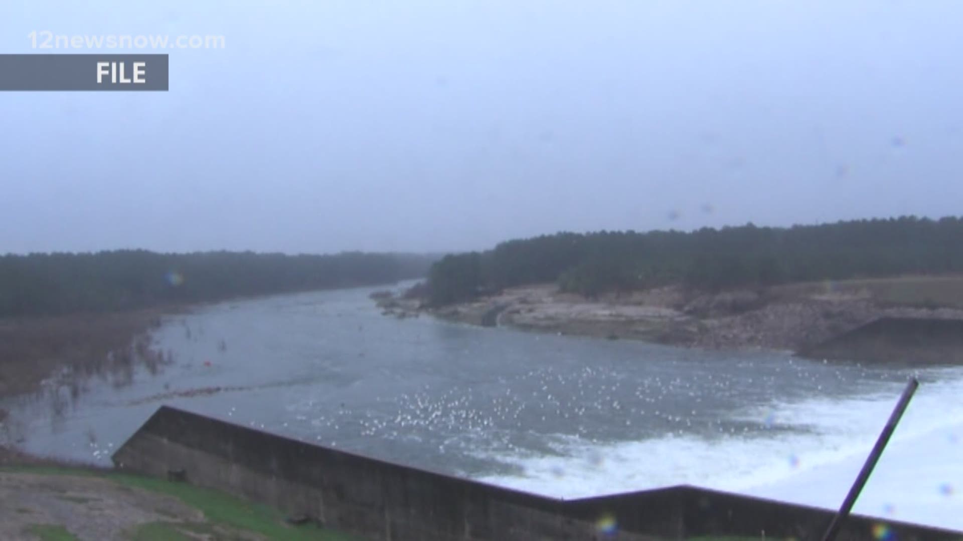 Five of the eleven gates are now open one foot each at the spillway.