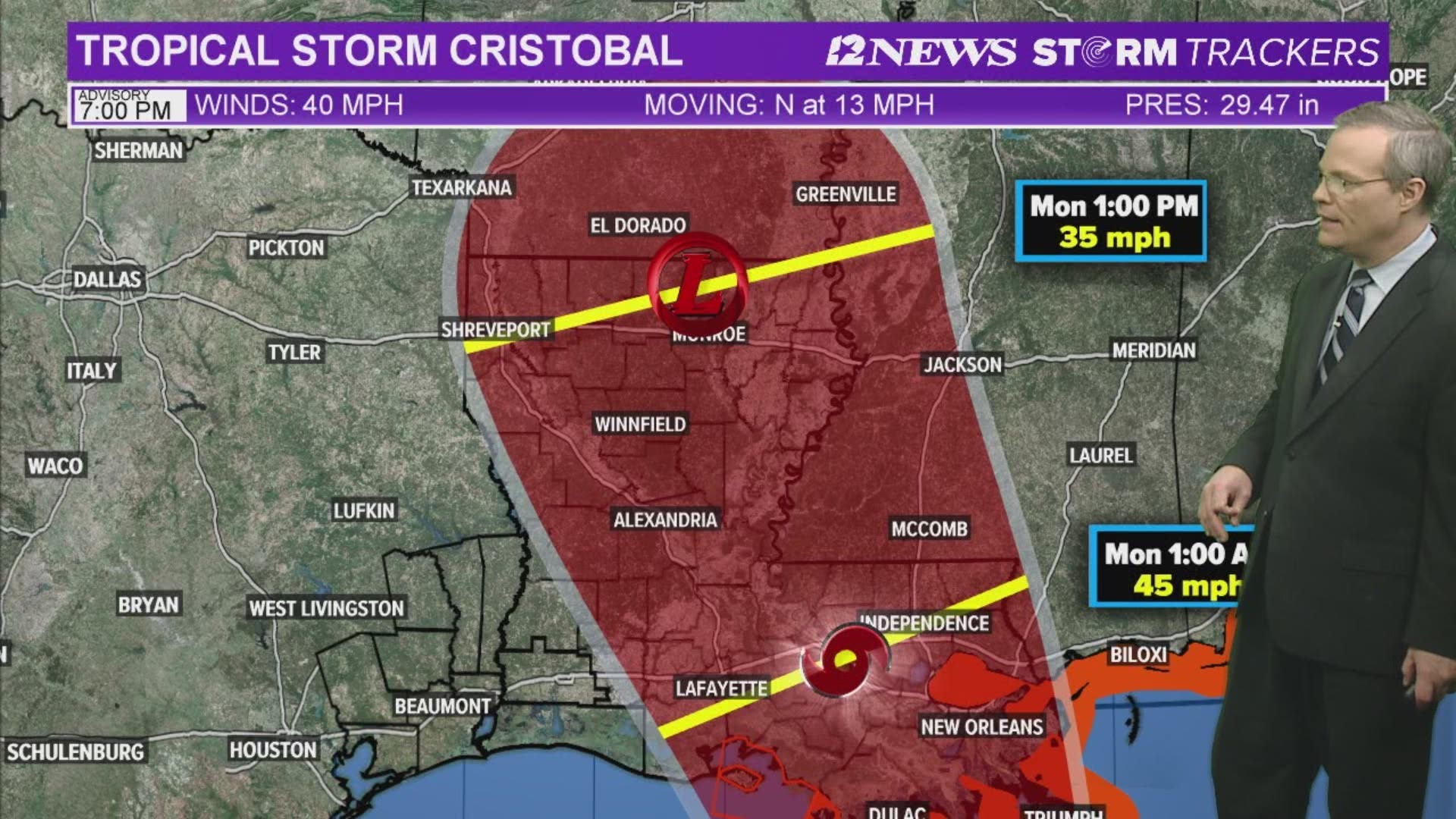 Cristobal is forecast to make a landfall in SE Louisiana Sunday Afternoon/Evening well east of SE Texas.  Little, if any impacts are expected locally.