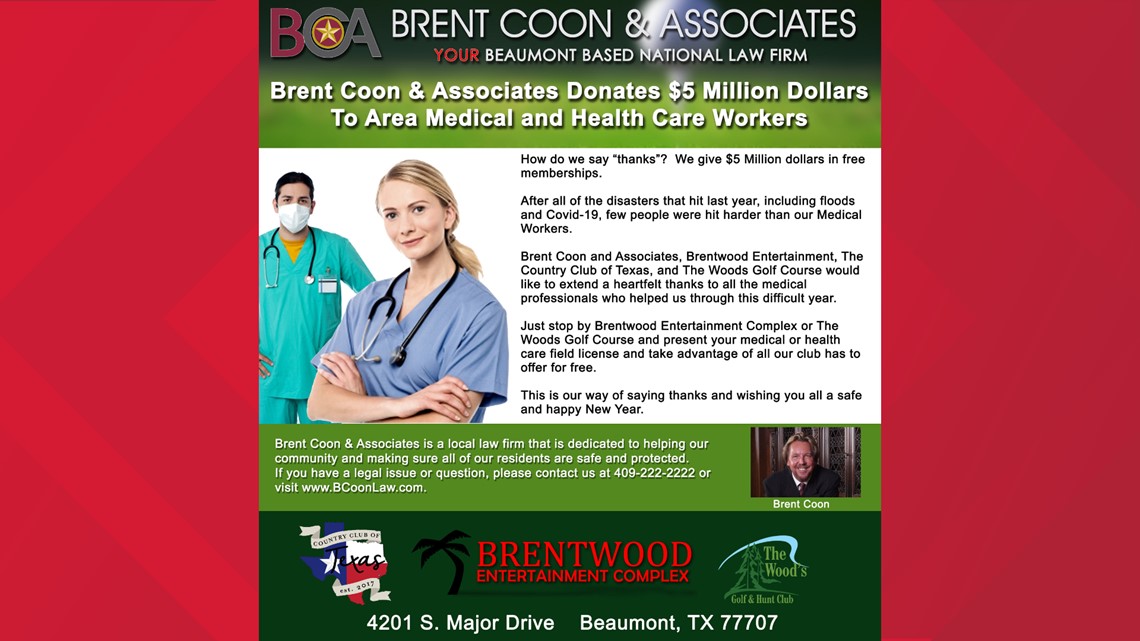 Brent Coon Associates giving back healthcare community