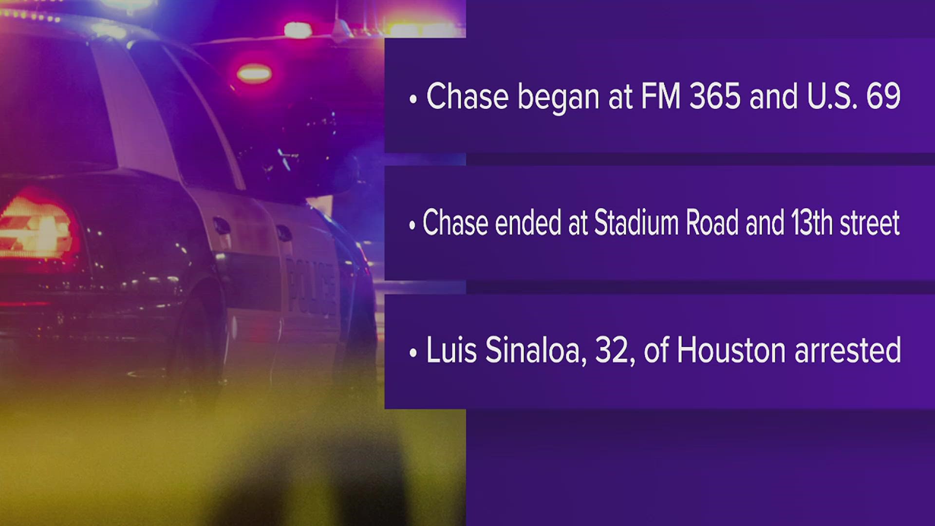 Port Arthur Police Chief Tim Duriso told 12News the chase left at least one police unit damaged.