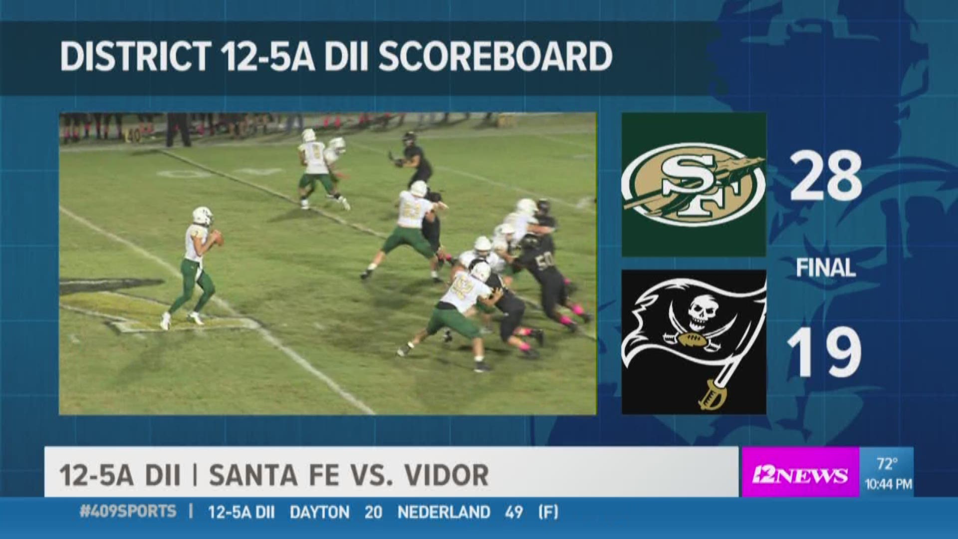 WEEK 7: Santa Fe High School takes the win from Vidor 28 -19