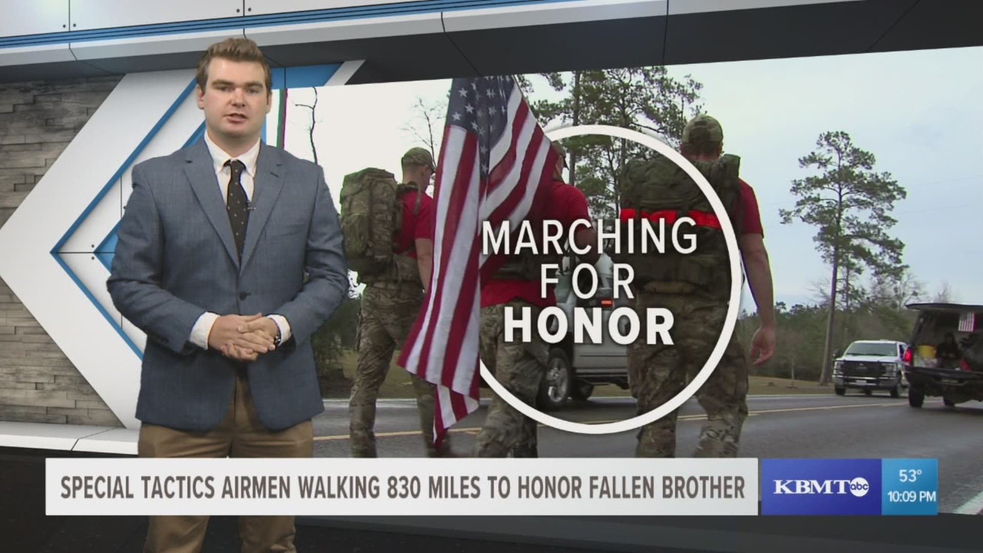 Twenty members from the Air Force Special Tactics have volunteered to participate in a memorial march from Texas to Florida, carrying the memory of Air Force Staff Sergeant Dylan Elchin, 25, with them.