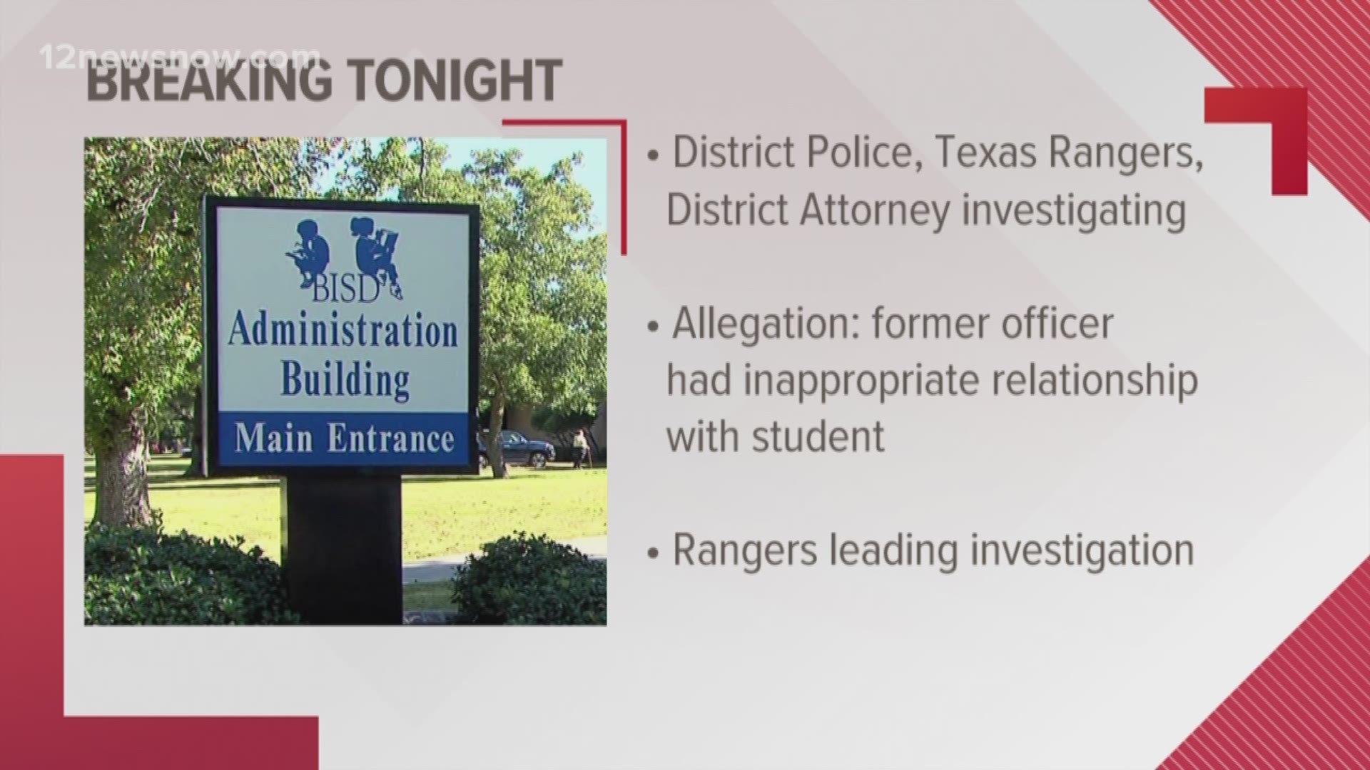 It's unclear whether the alleged relationship happened while the officer was employed by the district.