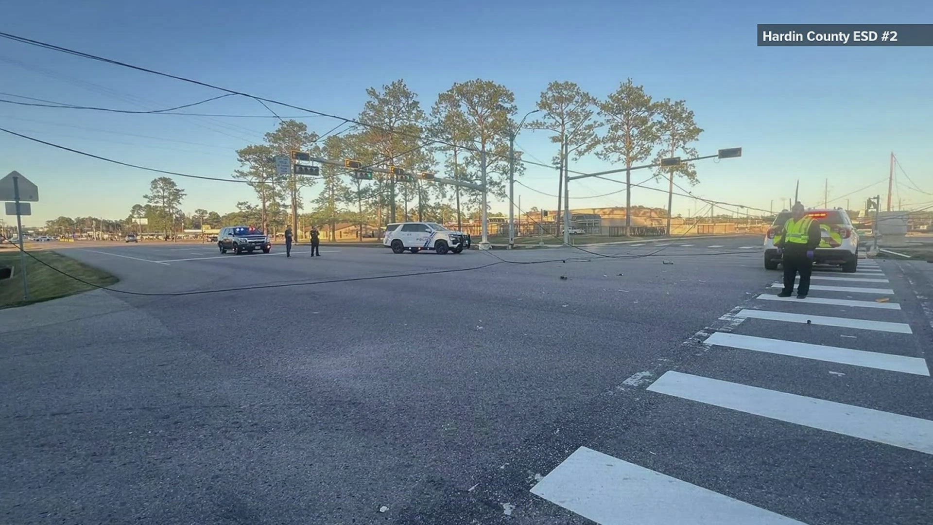 An oversized load caused the downed power lines and damaged traffic signals around 4:30 p.m.