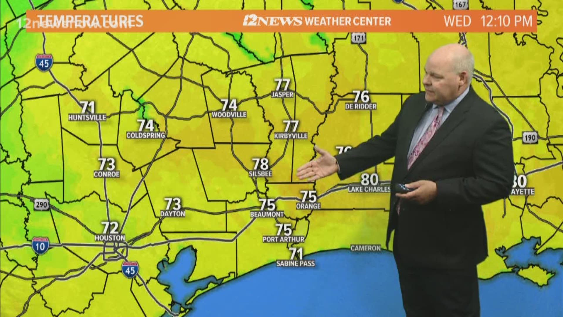 12News meterologist Jeff Gerber says to expect mostly cloudy, warm and humid weather.