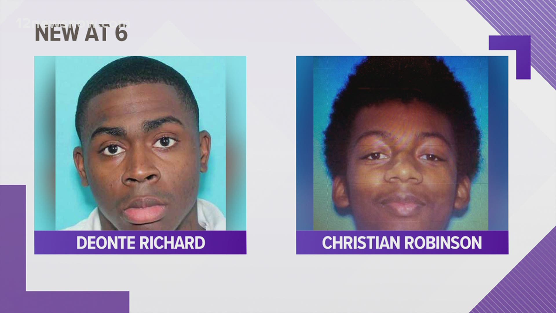 Deonte Richard and Christian Robinson are wanted in connection with the shooting that injured two earlier in October