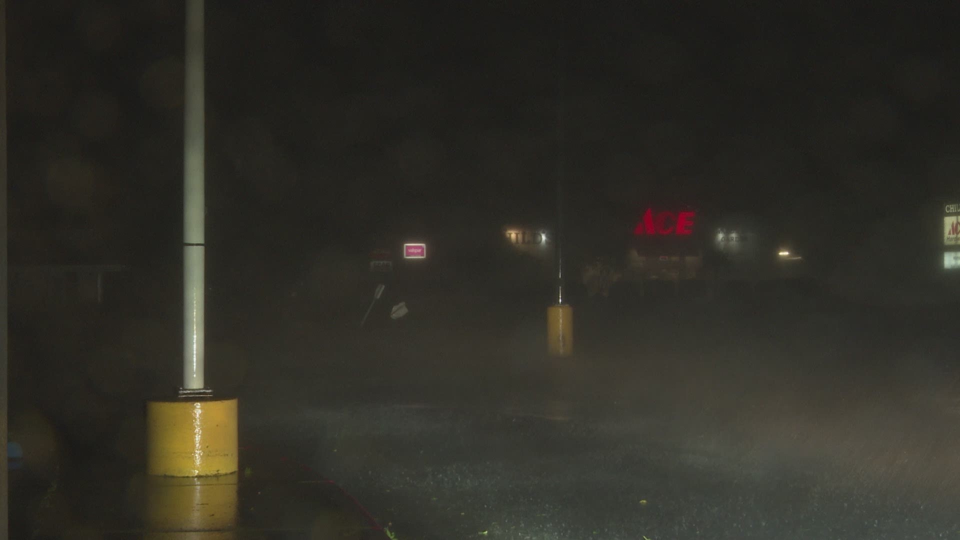 Video from Highway 87 and I-10 in Orange as the eye wall of the storm is batters the city. Power is out to most of the city.