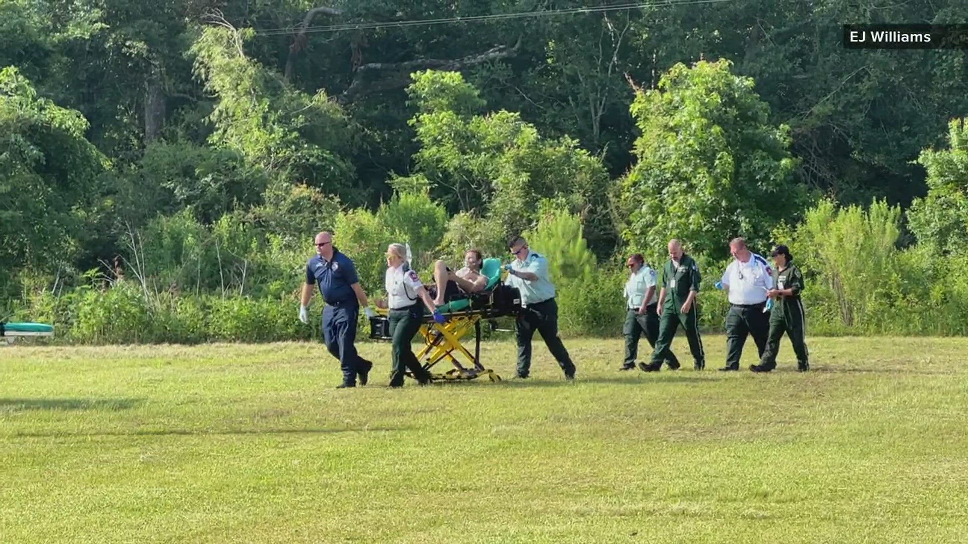 The wounded person was transported from the scene by a medical helicopter to Christus St. Elizabeth Hospital in Beaumont.