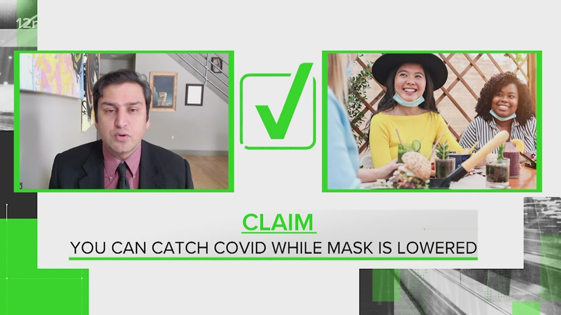 VERIFY: Can you catch COVID-19 when handling money or when you pull down mask to eat, drink?