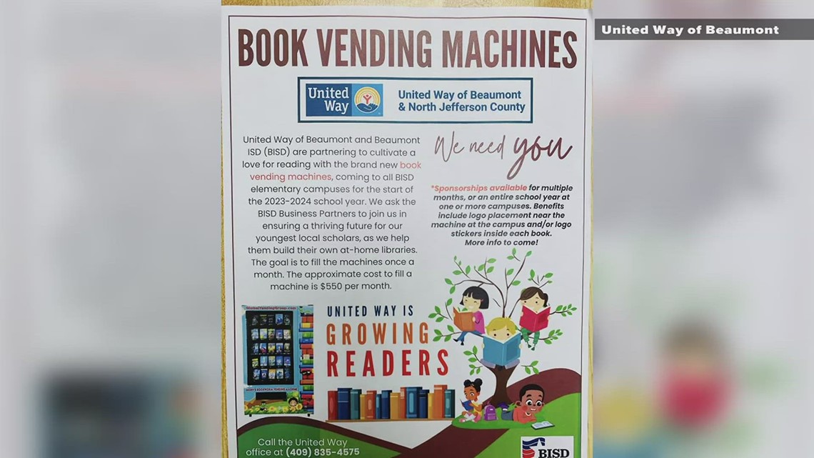 United Way Beaumont ISD partner to install book vending machines on all 14 campuses