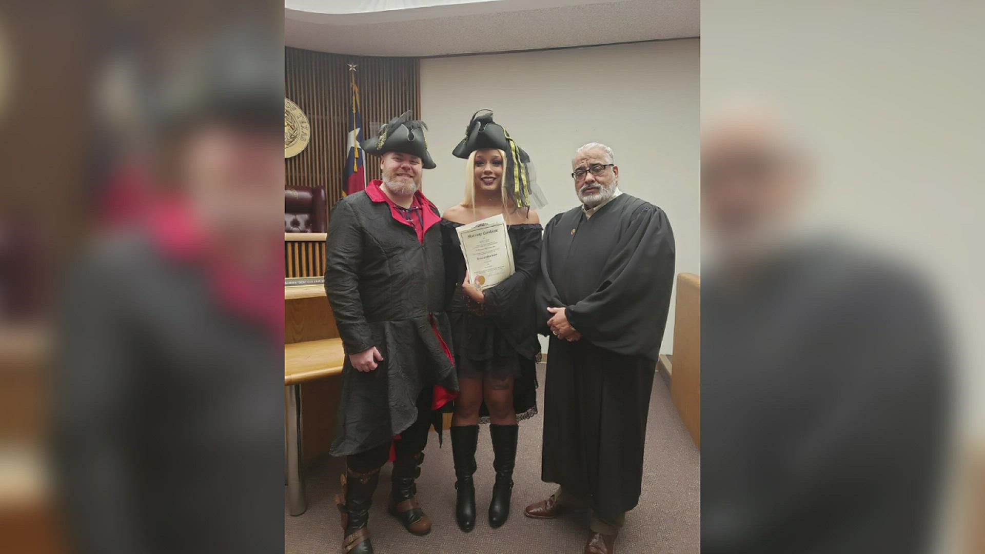 With plenty of "arrrs" and "shiver me timbers", a recent wedding ceremony made history in a Southeast Texas courtroom.