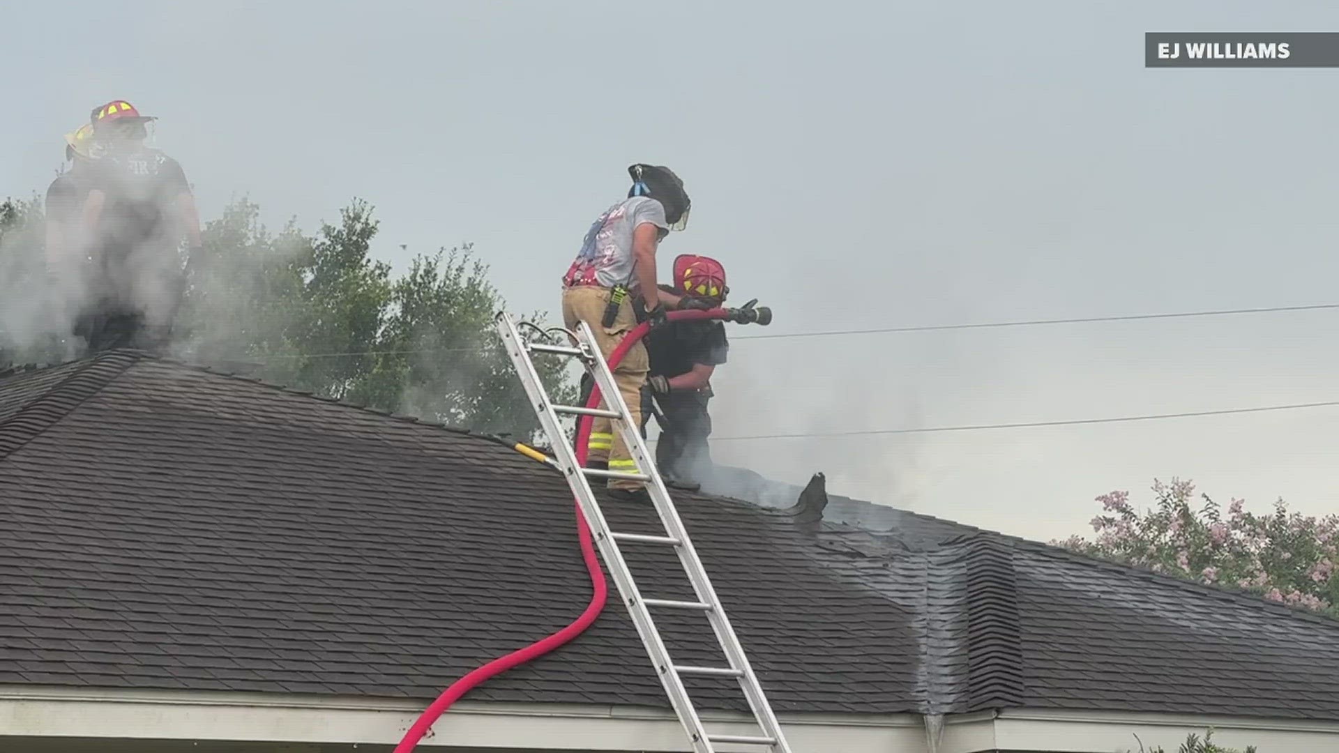 Witnesses on scene say the fire likely started after the home was struck by lightning during Thursday's storms.