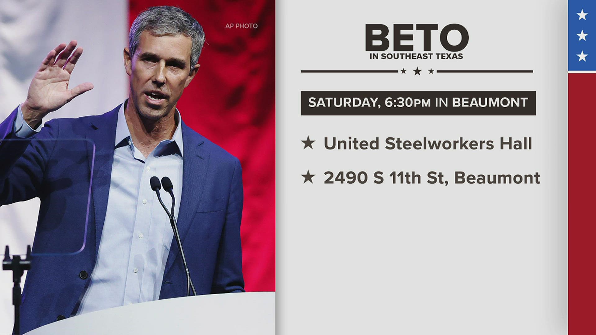This weekend, he will hold a town hall in Woodville, Beaumont and Port Arthur.