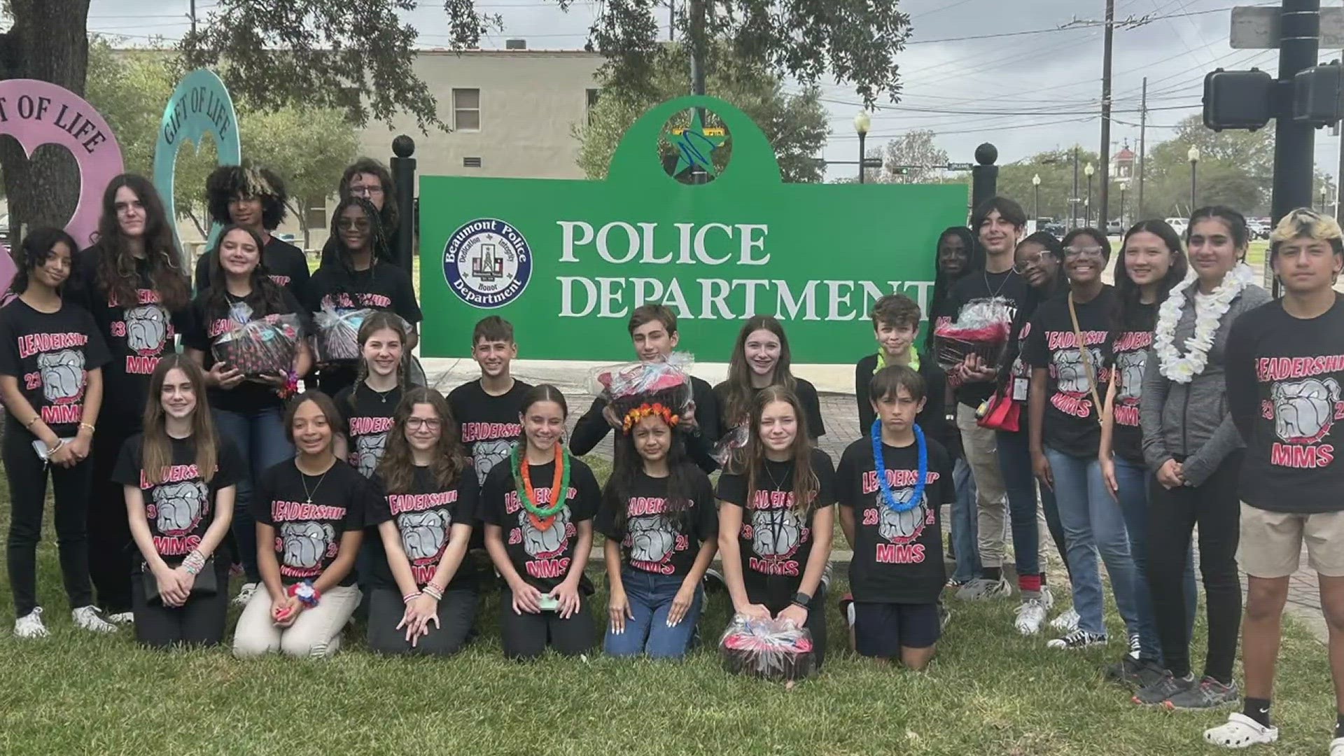 25 Marshall Middle School students express their gratitude to first responders in Beaumont