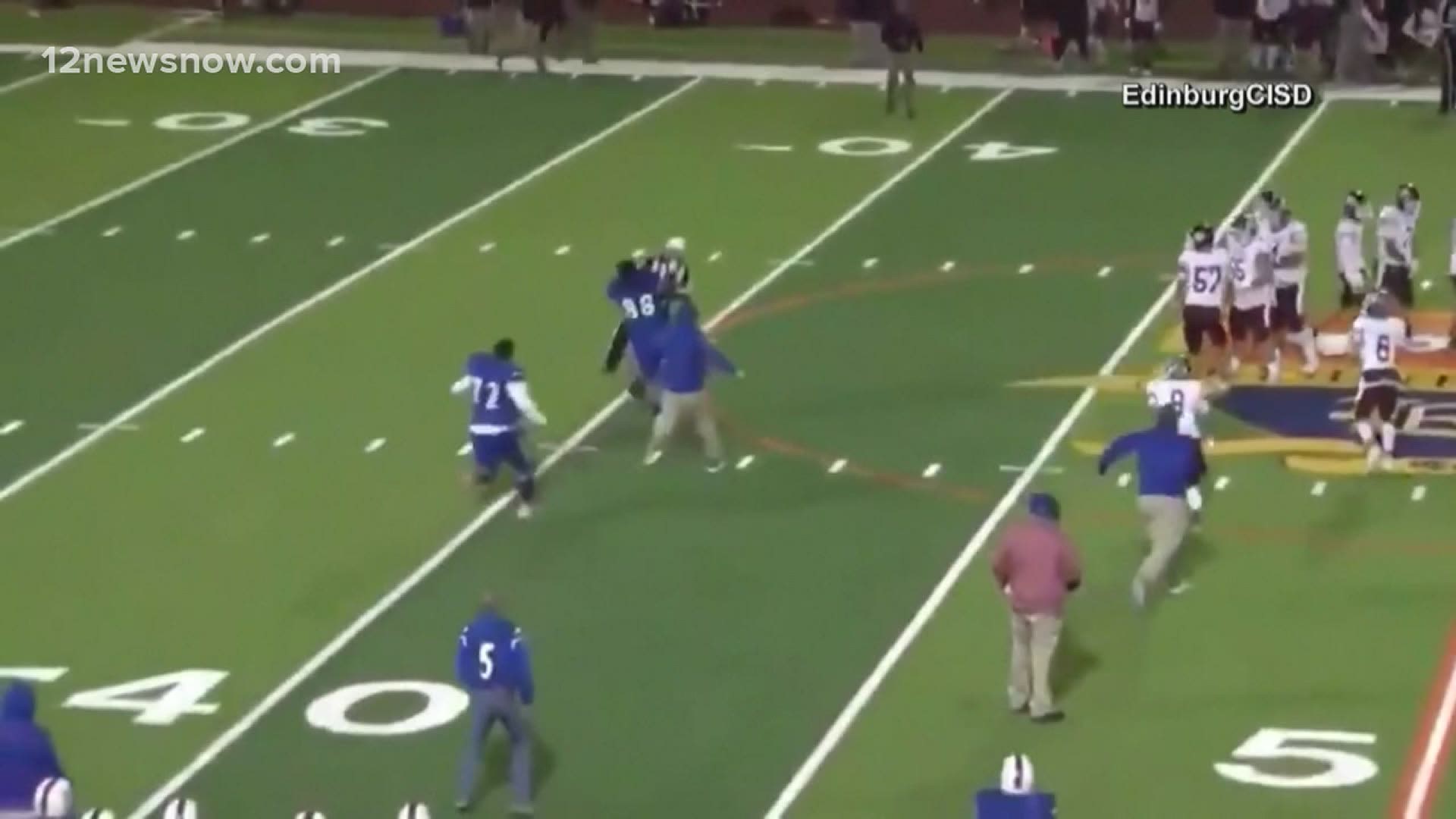 A South Texas high school football player is facing assault charges after tackling a referee during a game Thursday night.