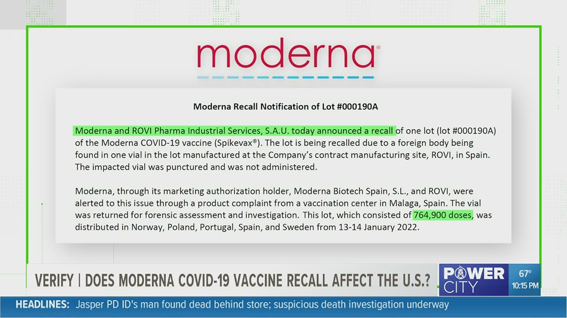 VERIFY: Was the Moderna COVID-19 vaccine recalled in the United States?