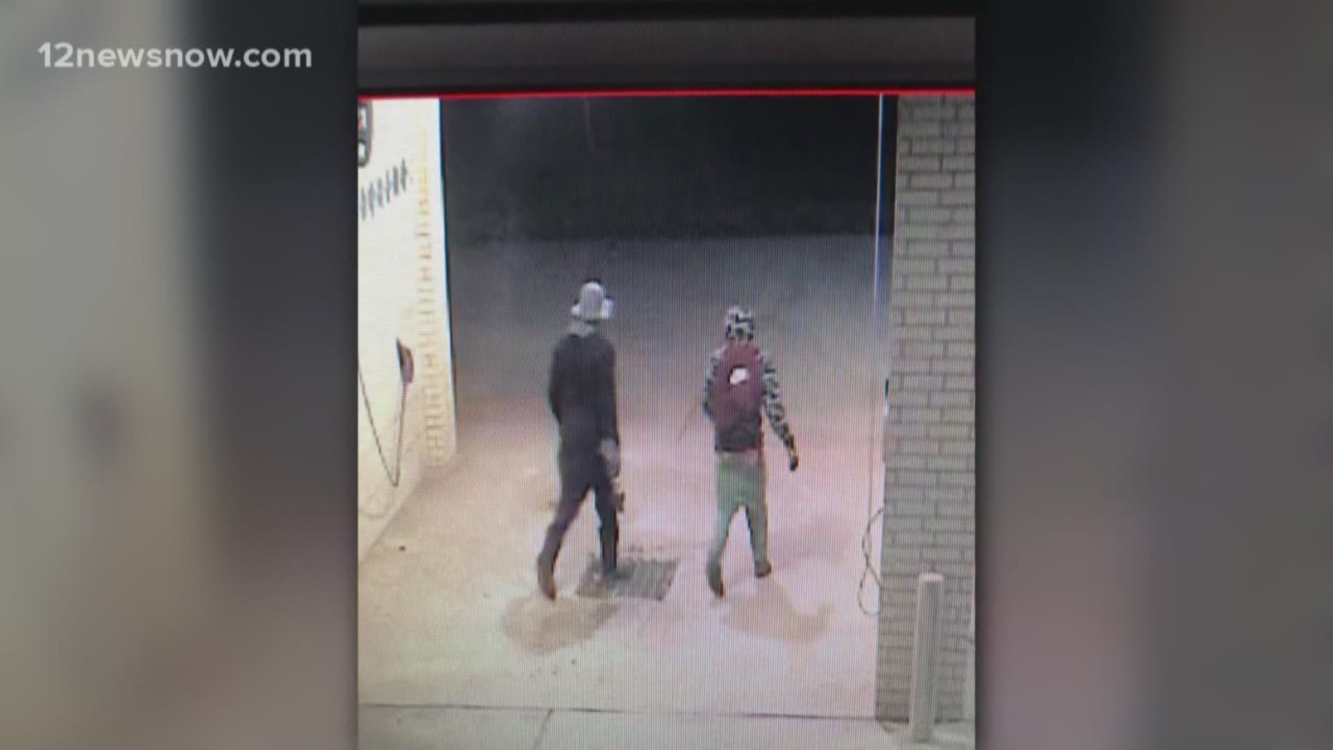 Port Neches Police got a call from Slick's Car Wash on Magnolia Avenue after an alarm went off. Security footage showed two suspects trying to pry open the coin slot
