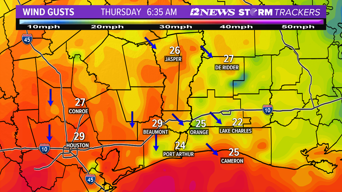 Sharply colder across Southeast Texas Thursday Morning