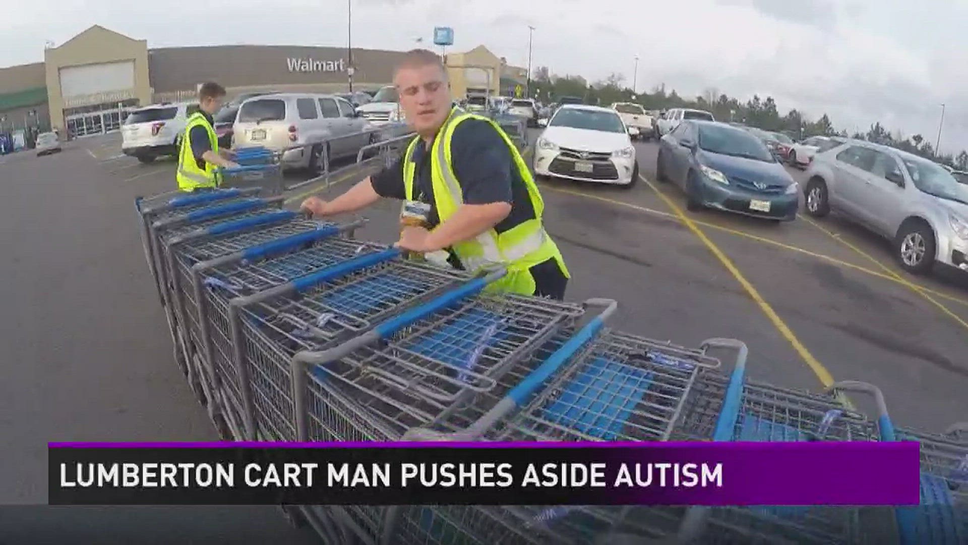 Walmart cart man pushes aside autism, keeps the Lumberton community