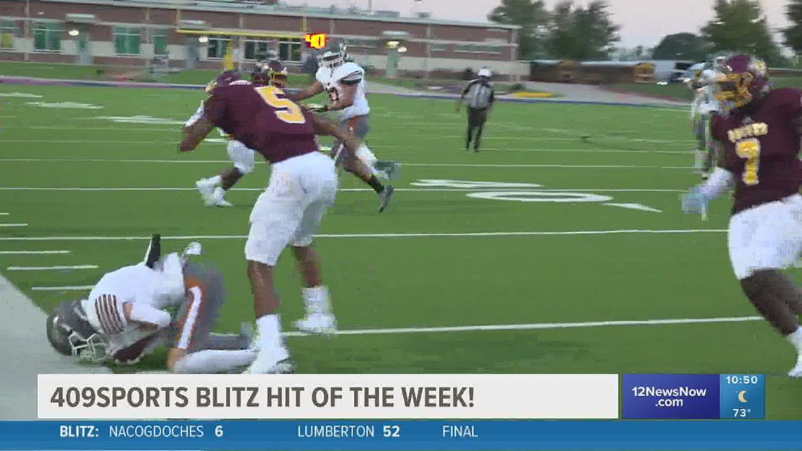 Beaumont United's Joseph Thomas gets a stings the Yellowjacket's Joseph Palmero in the Hit of the Week