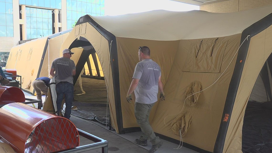 Southeast Texas hospitals setting up tents to meet demand as number of patients increase