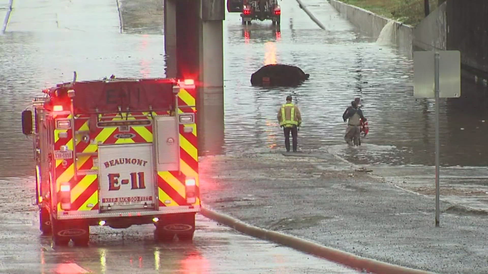 Beaumont police and firefighters rushed to respond to high water reports