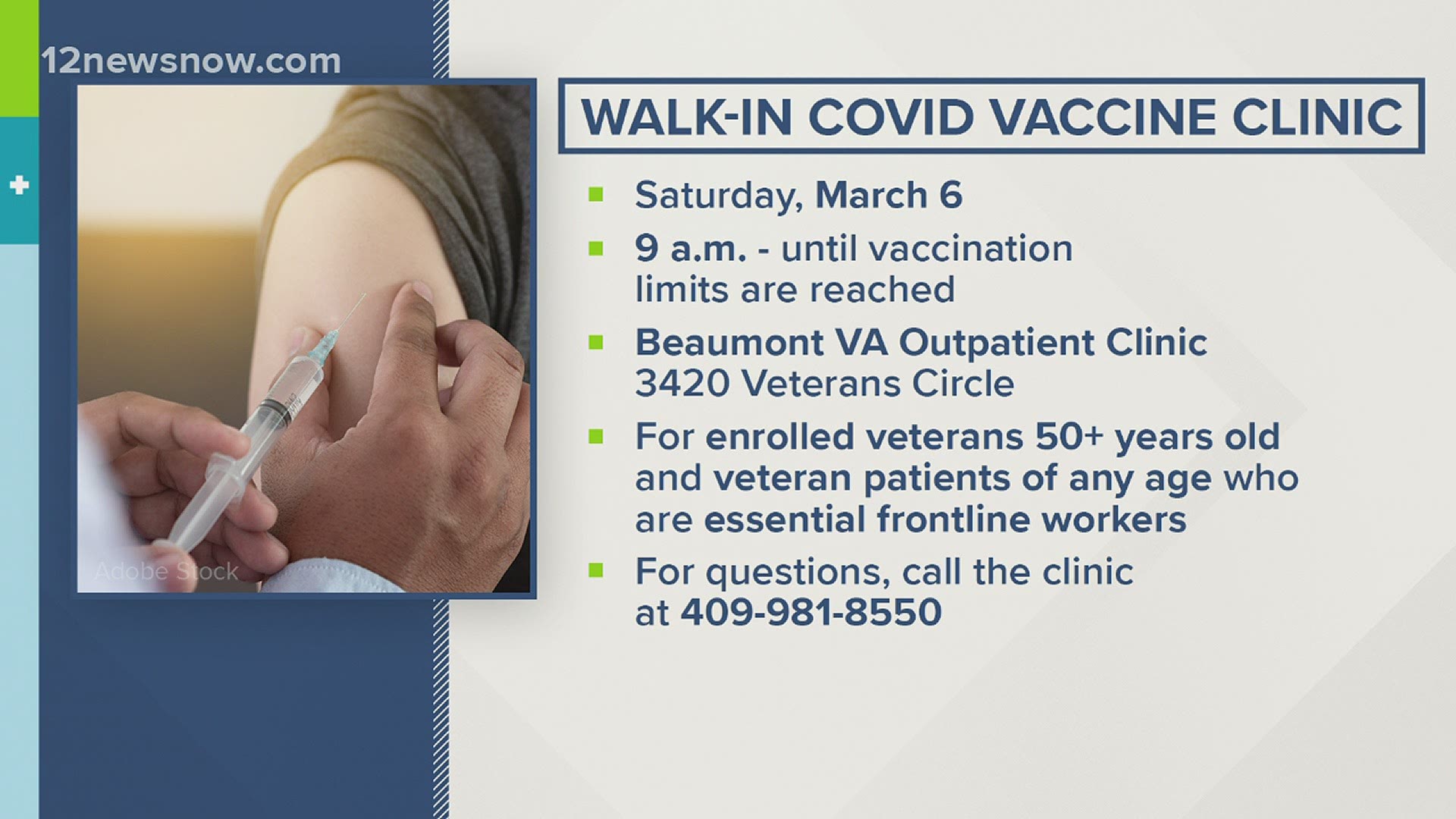 New COVID 19 vaccination site opens for veterans in Beaumont