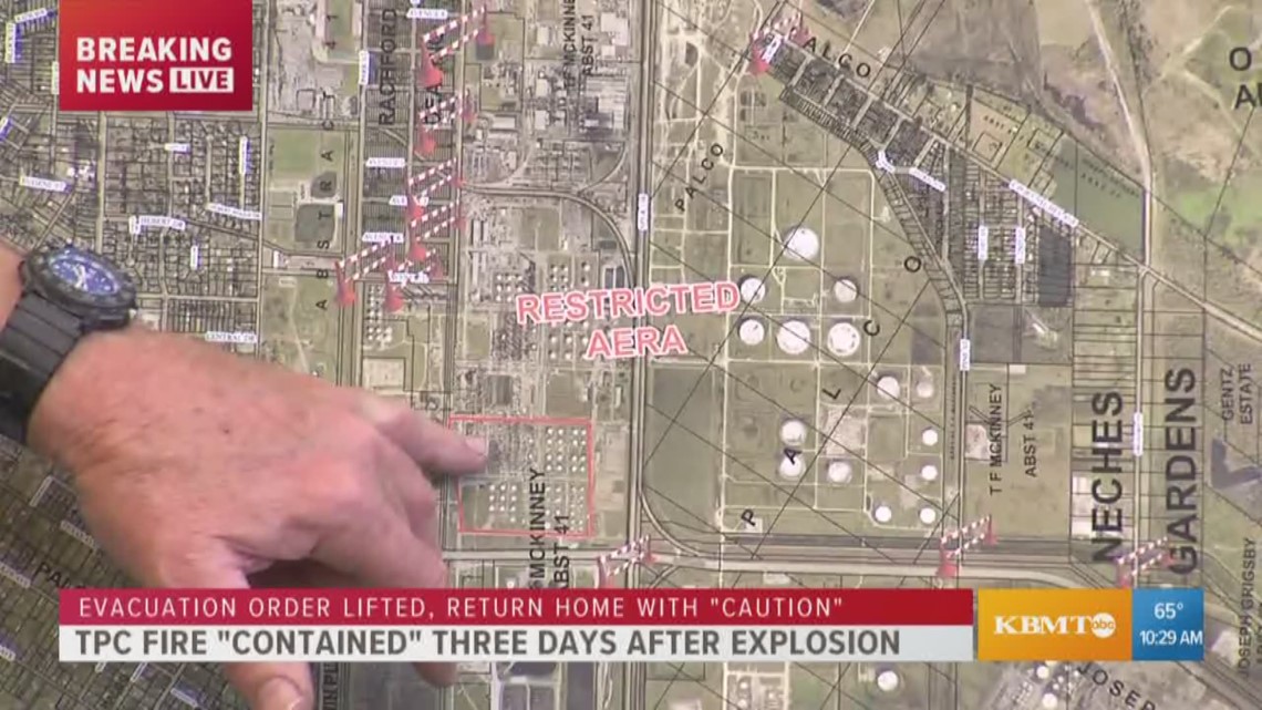 Evacuation lifted but some restricted areas remain around TPC plant