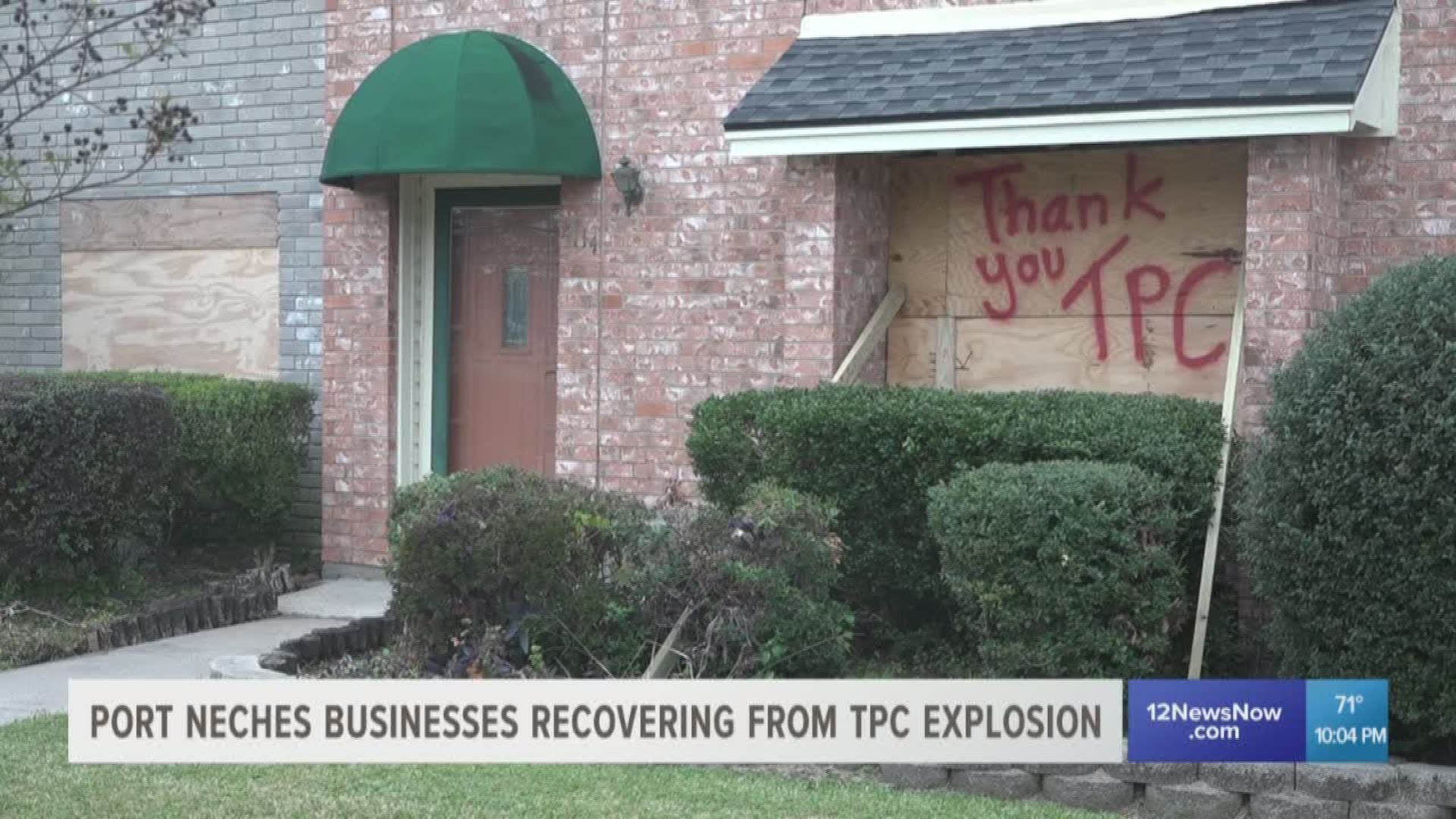 Port Neches shops damaged from explosion