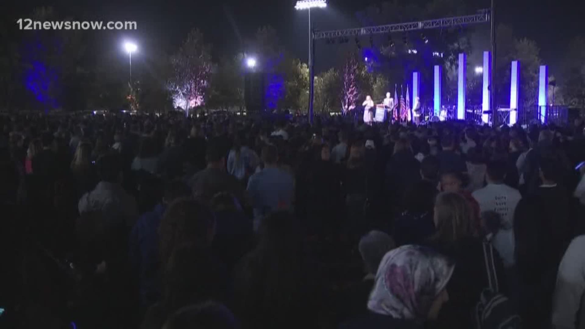 Thousands gathered last night to remember and reflect on last week's shooting at Saugus High School. Family members, students and school officials spoke to the crowd