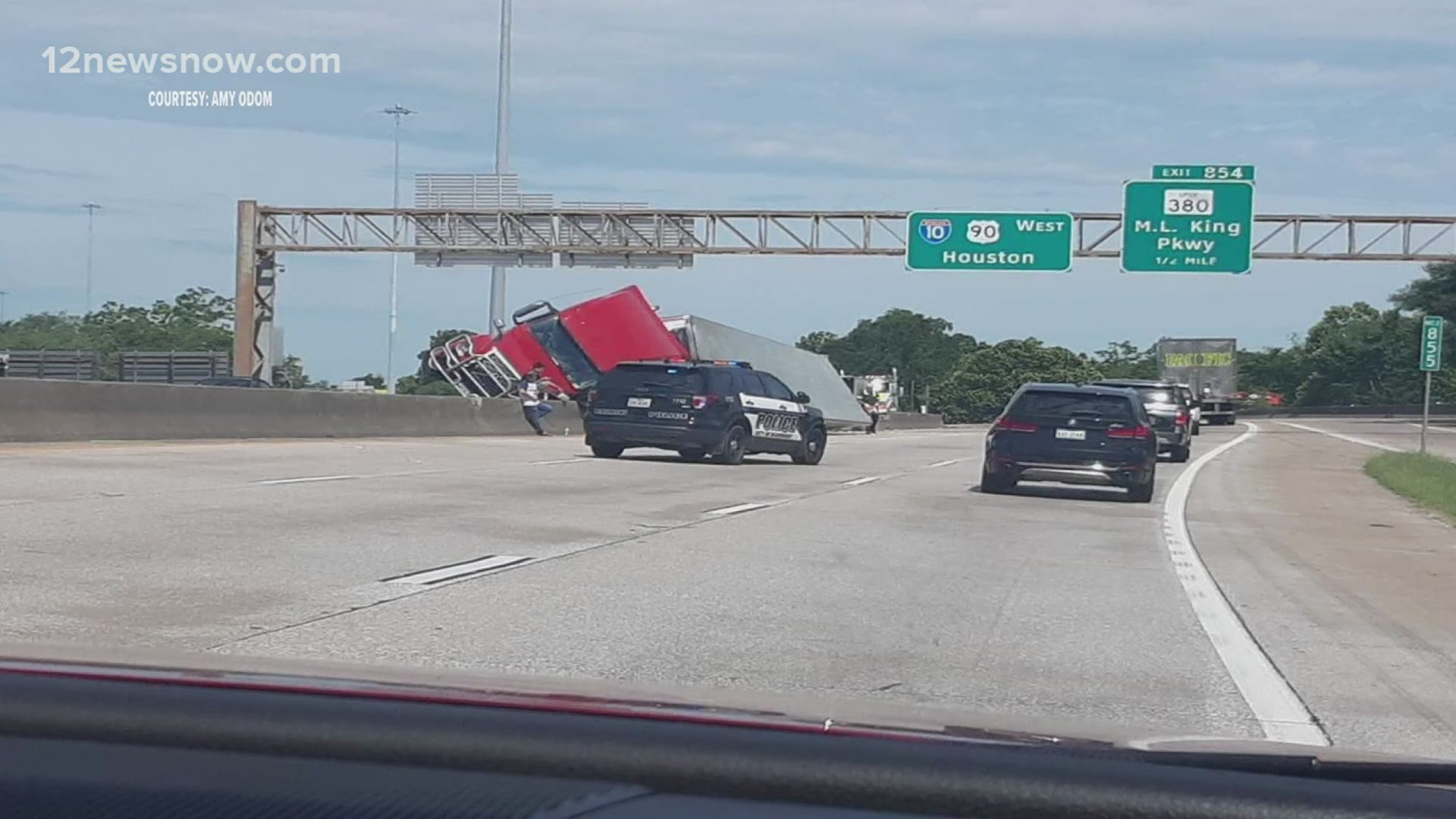 Major traffic delays after semi truck crashes on I 10 eastbound in Beaumont