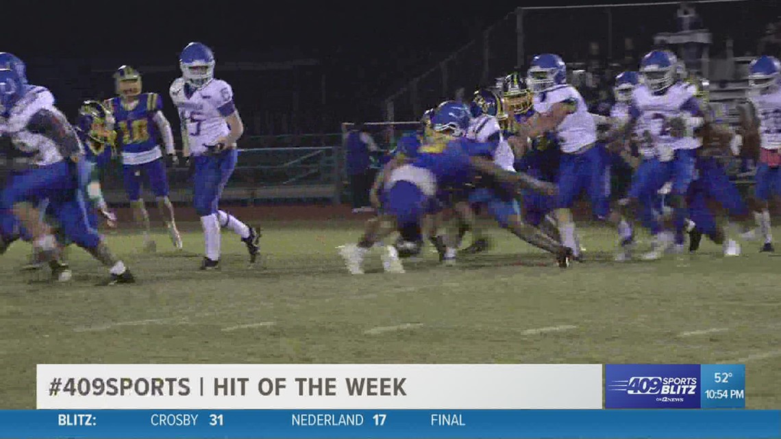 Evadale's Gary Farr crushes running back Latavion Mays in the Hit of the Week