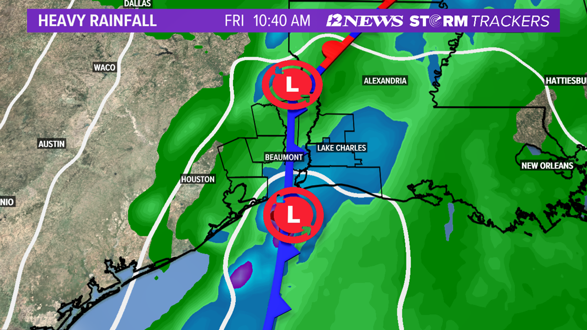 Most of the heavy rainfall to remain offshore of Southeast Texas