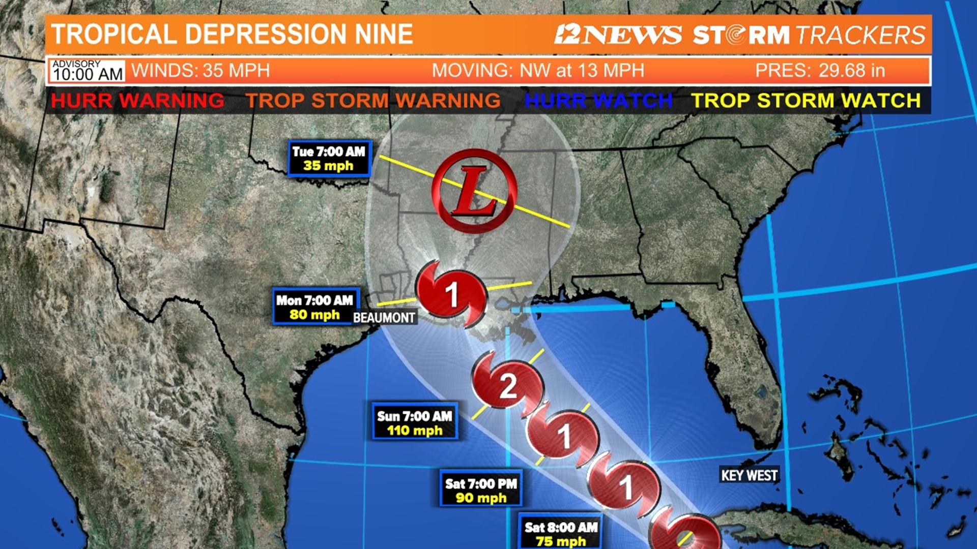 Tropical Depression 9 forms westcentral Caribbean Sea