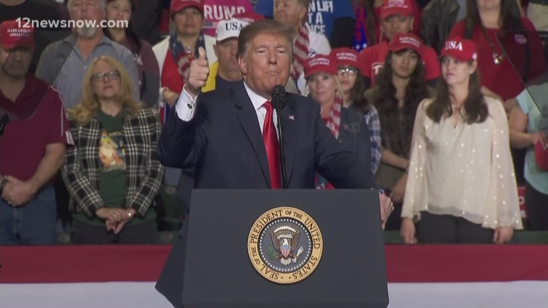 President Trump had several thousand people at his rally in El Paso where he would continue to push for his border wall, as well as take shots at Beto O'Rourke, who was also holding a rally in El Paso at the same time.
