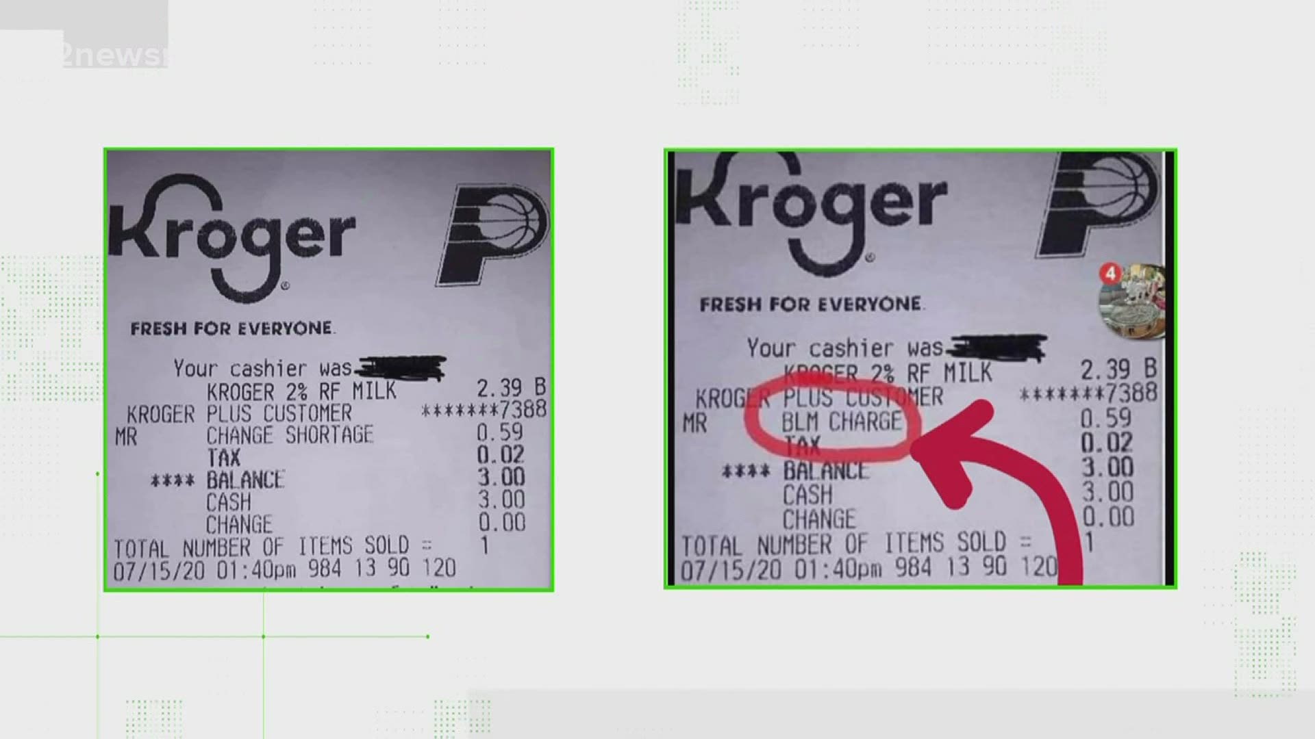 Kroger says the receipt seen on social media is photo shopped