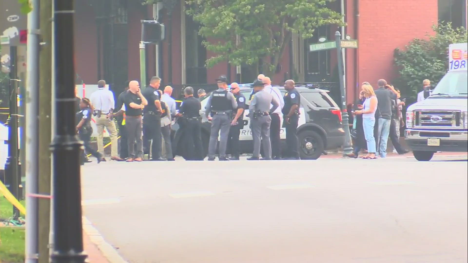Seven people were shot after gunfire rang out near Virginia Commonwealth University in downtown Richmond following a high school graduation ceremony.
