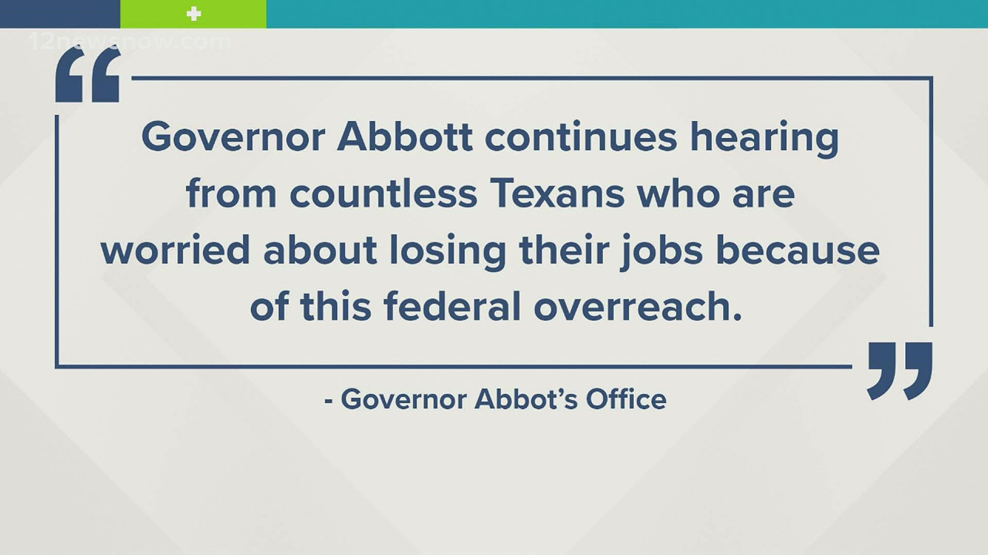 Gov. Greg Abbott released a statement highlighting the concerns of Texans.