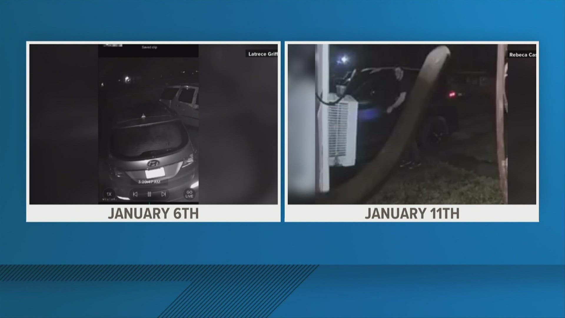 Rebeca Castro shared with 12News a video of a man with a handkerchief covering his face, picking the lock of her 2020 Nissan Rouge.