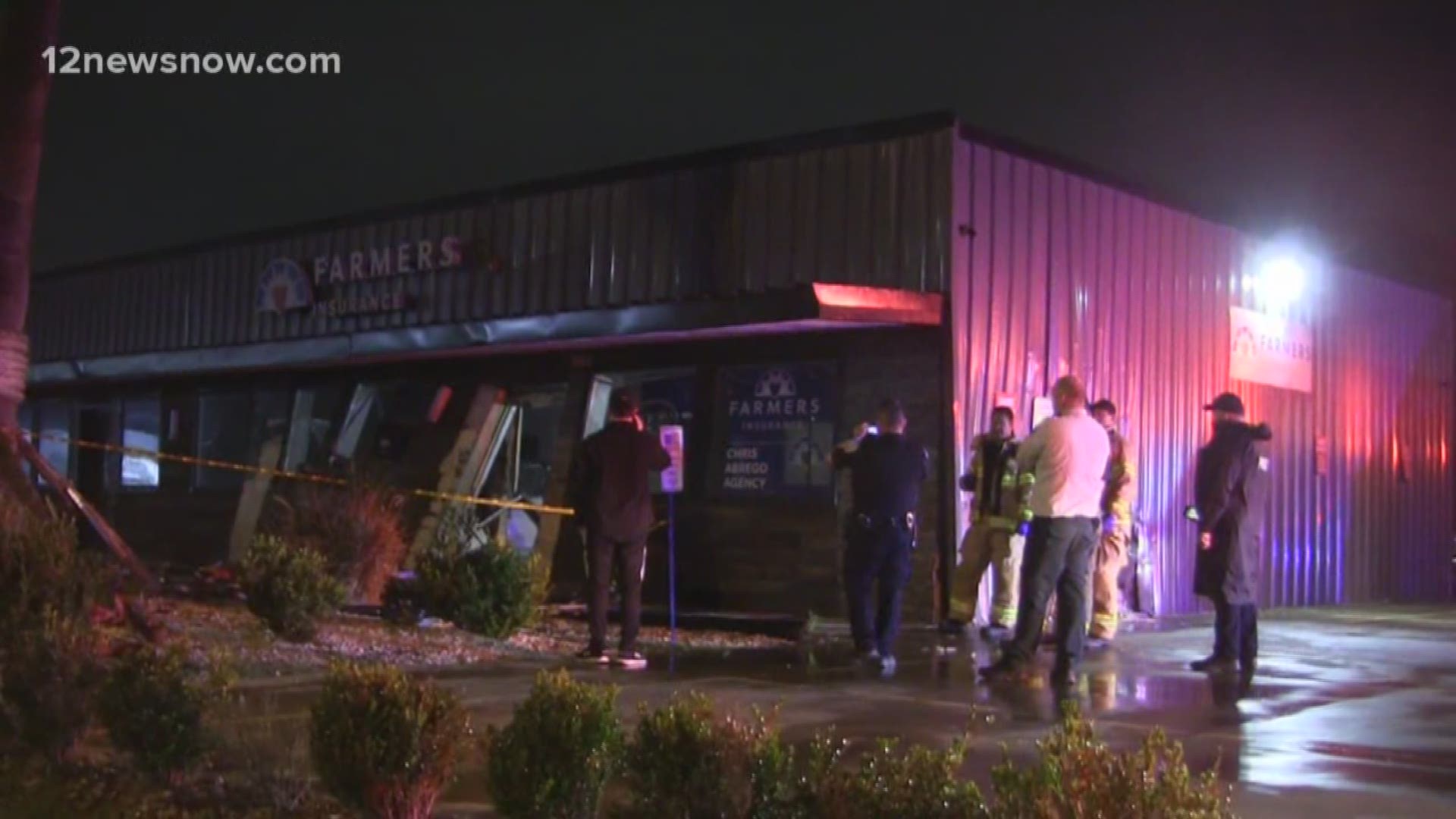 The accident happened before 11 p.m. Saturday, Feb. 15. A man is recovering after investigators say he crashed a car into the front of a building in Port Neches.