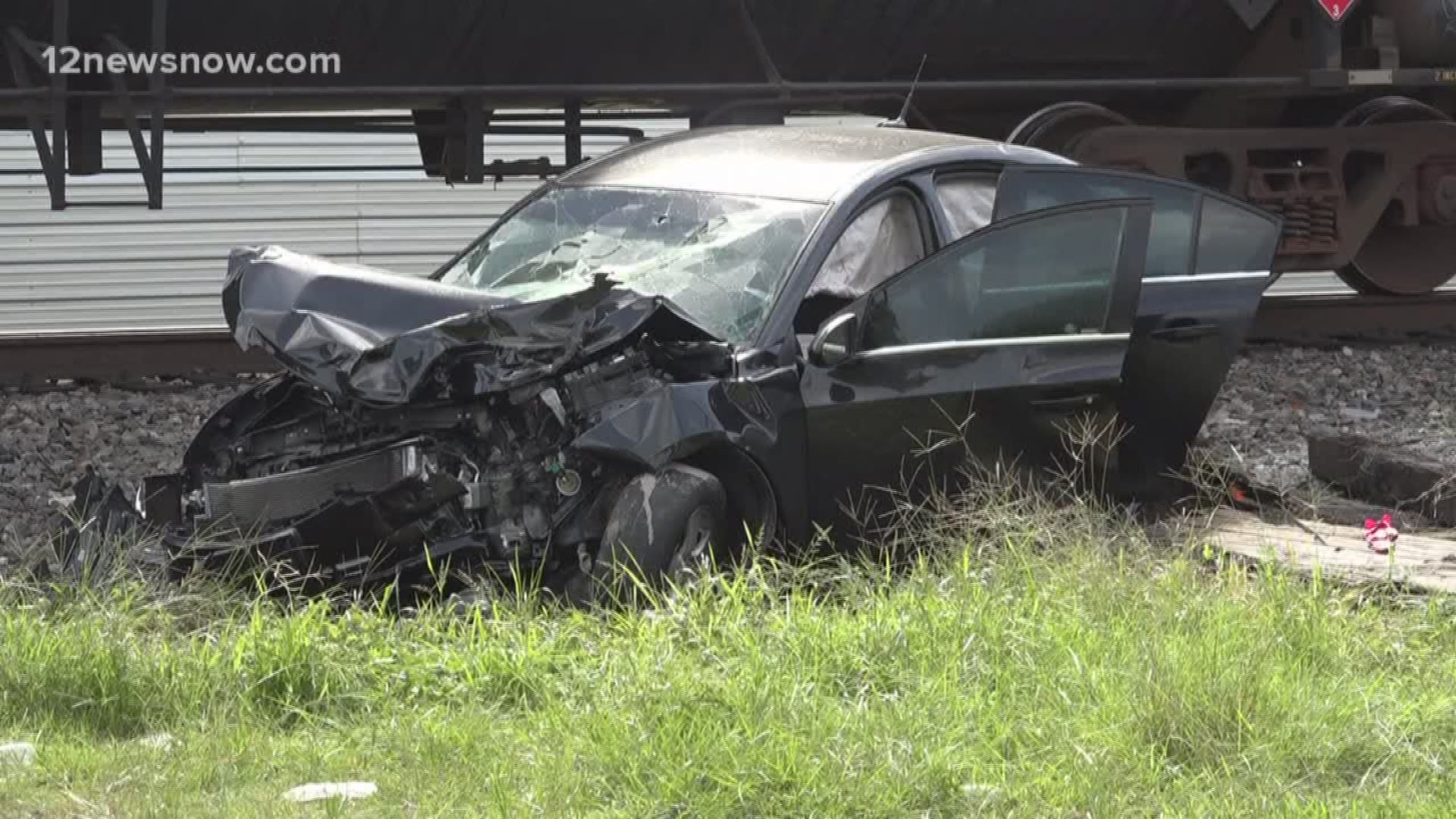 2 adults, one infant sent to hospital after car struck by train in Port Arthur