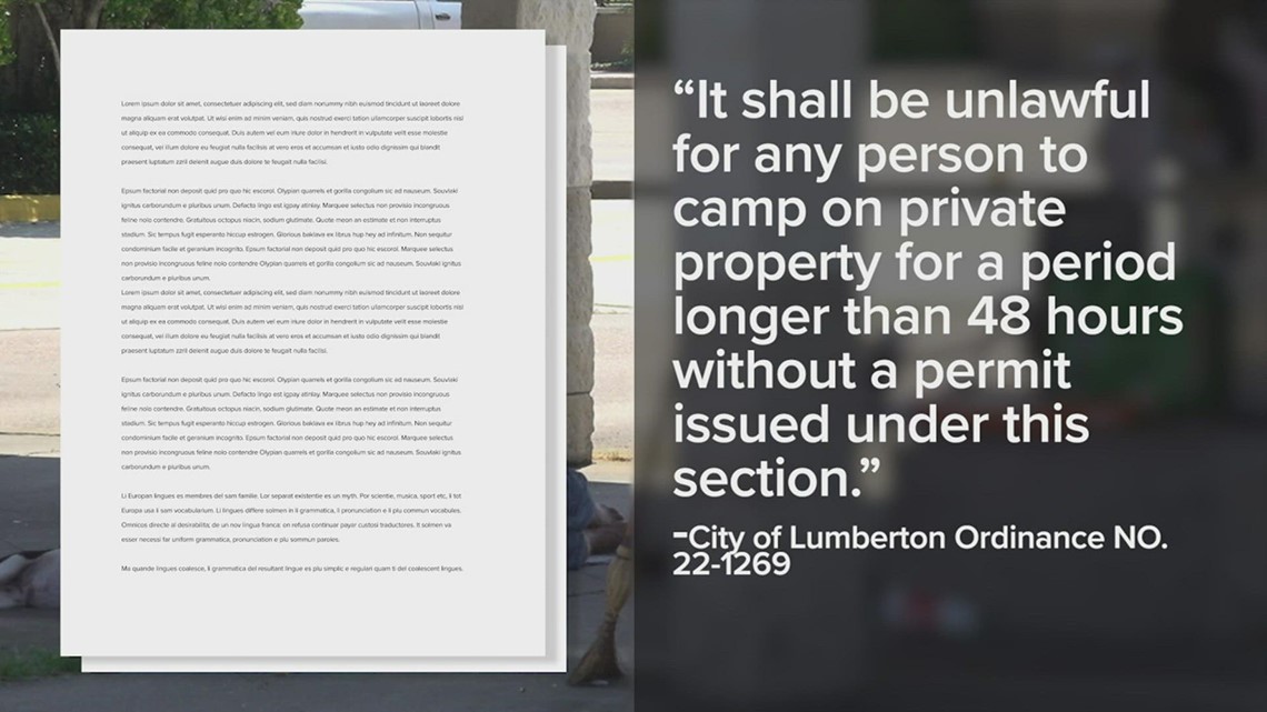 Lumberton, Texas passes anticamping ordinance