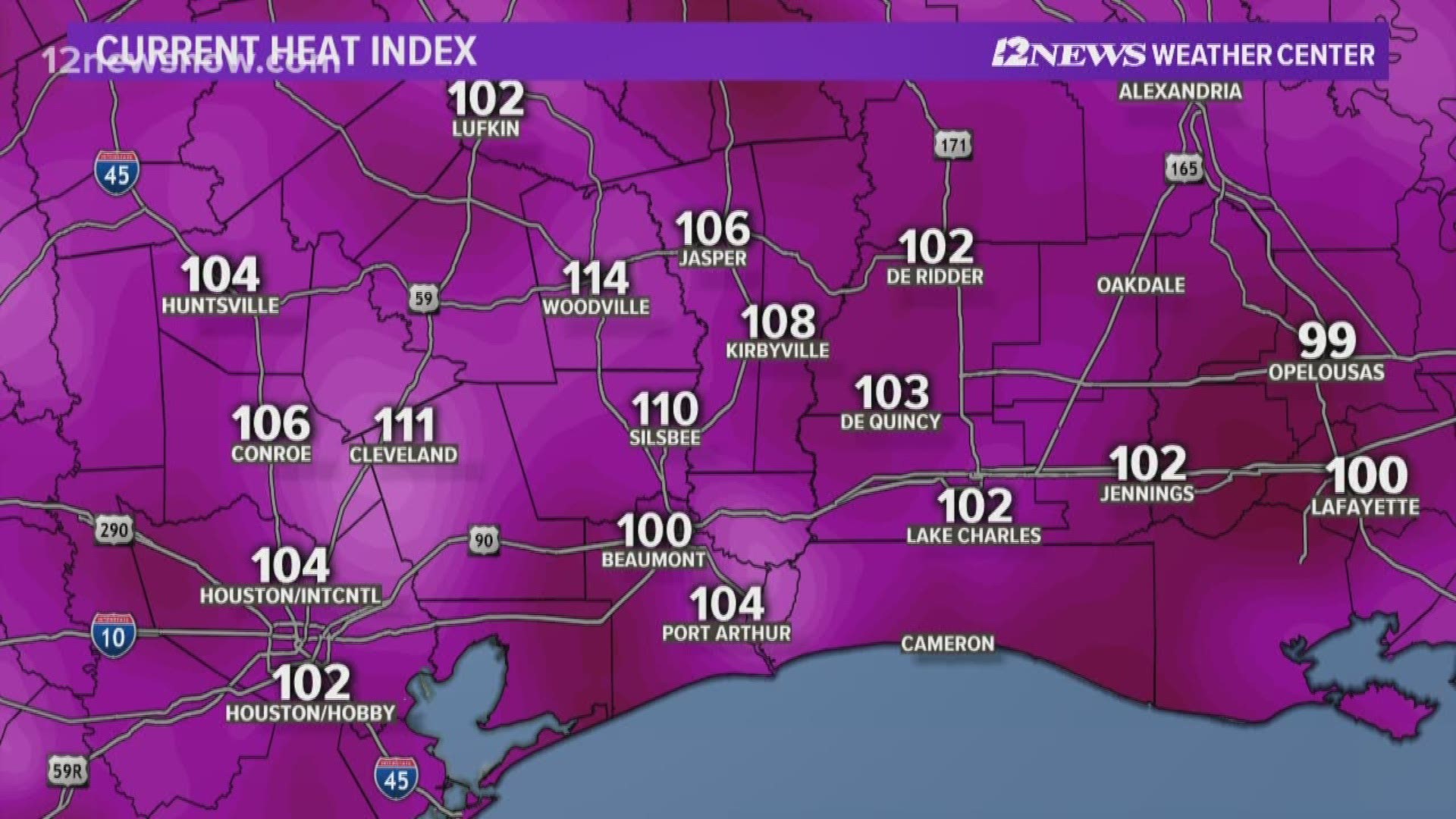 Heat wave across Southeast Texas still in the lower to middle 90s, heat