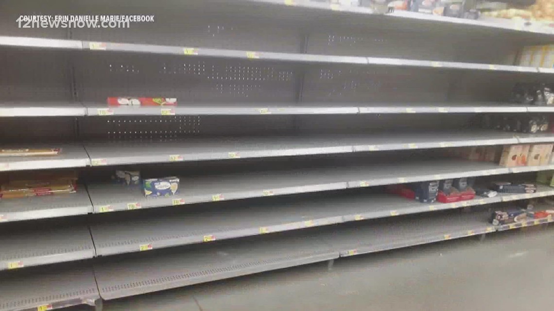 Bare shelves at grocery stores amid supply chain shortages