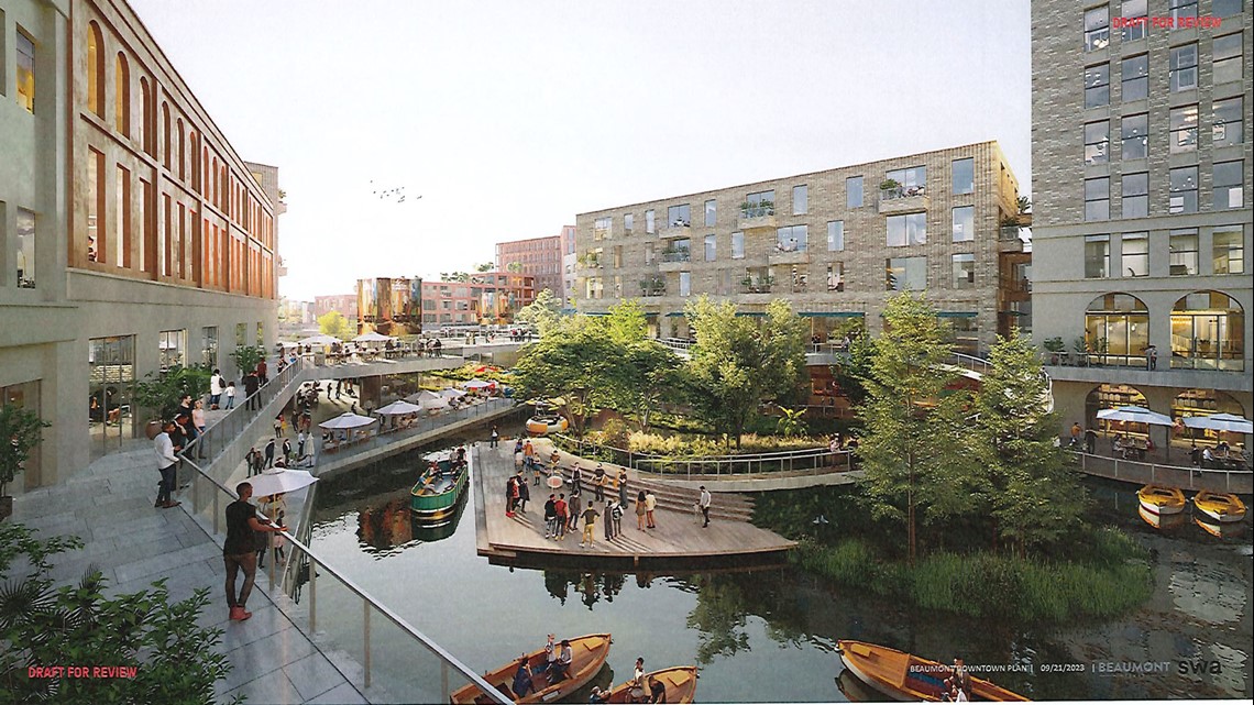 Renderings show possible plans for Downtown Beaumont river walk